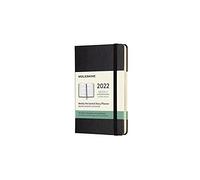 Moleskine Weekly Planner 2022, 12-Month Weekly Diary with Horizontal Layout, Weekly Horizontal Planner, Hard Cover, Pocket Size 9 x 14 cm, Colour Black, 144 Pages