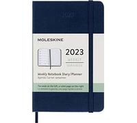 Moleskine Weekly Planner 2023, 12-Month Weekly Diary, Weekly Planner and Notebook, Hard Cover, Pocket Size 9 x 14 cm, Colour Sapphire Blue