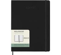 Moleskine Weekly Planner 2024-2025, Weekly Planner 18 Months 2025, With Space For Notes, With Hard Cover And Elastic Closure, Extra Large Size 19 x 25 cm, Color Black