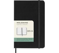 Moleskine Weekly Planner 2025-2026, 18-Month Horizontal Planner, Hard Cover and Elastic Closure, Pocket 9 x 14 cm, Colour Black