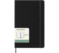 Moleskine Weekly Planner 2025-2026, 18-Month Weekly Planner With Note Space, Hard Cover and Elastic Closure, Large 13 x 21 cm, Colour Black