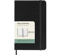 Moleskine Weekly Planner 2025-2026, 18-Month Weekly Planner with Note Space, Hard Cover and Elastic Closure, Pocket 9 x 14 cm, Black Color