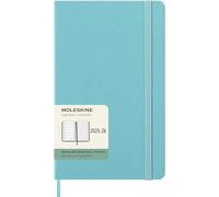 Moleskine Weekly Planner 2025-2026, 18-Month Weekly Planner with Note Space, Hard Cover and Elastic Closure, Large 13 x 21 cm, Aquamarine Color