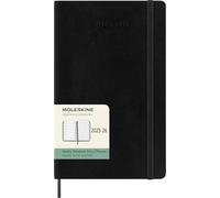 Moleskine Weekly Planner 2025-2026, 18-Month Weekly Planner with Note Space, Soft Cover and Elastic Closure, Large 13 x 21 cm, Black Color
