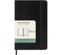 Moleskine Weekly Planner 2025-2026, 18-Month Weekly Planner With Note Space, Soft Cover and Elastic Closure, Pocket 9 x 14 cm, Colour Black
