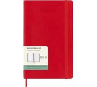 Moleskine Weekly Planner 2025-2026, 18-Month Weekly Planner with Note Space, Soft Cover and Elastic Closure, Large 13 x 21 cm, Scarlet Red Color