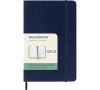 Moleskine Weekly Planner 2025-2026, 18-Month Weekly Planner with Note Space, Soft Cover and Elastic Closure, Pocket 9 x 14 cm, Sapphire Blue Color