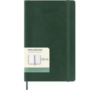 Moleskine Weekly Planner 2025-2026, 18-Month Weekly Planner with Note Space, Soft Cover and Elastic Closure, Large 13 x 21 cm, Myrtle Green Color