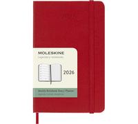 Moleskine Weekly Planner, 2026 12-Month Weekly Agenda with Space for Notes, with Hard Cover and Elastic Closure, Pocket Size 9x14, Red Color