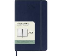 Moleskine Weekly Planner, 2026 12-Month Weekly Agenda with Space for Notes, with Soft Cover and Elastic Closure, Pocket Size 9x14, Blue Color