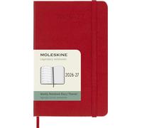 Moleskine Weekly Planner 2026 2027-18-Month Planner with Space for Notes, Hard Cover and Elastic Closure, Scarlet Red Color, Pocket Size 9 x 14 cm