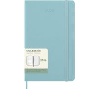 Moleskine Weekly Planner, 2026 Weekly Agenda 12 Months With Space For Notes, With Hard Cover and Elastic Closure, Large Format 13x21, Aquamarine Color