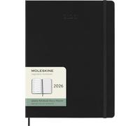 Moleskine Weekly Planner, 2026 Weekly Agenda 12 Months With Space For Notes, With Hard Cover and Elastic Closure, XL Size 19x25, Black Color