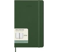 Moleskine Weekly Planner, 2026 Weekly Agenda 12 Months With Space For Notes, With Hard Cover and Elastic Closure, Large Format 13x21, Green Color