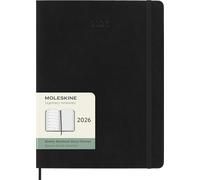 Moleskine Weekly Planner, 2026 Weekly Agenda 12 Months With Space For Notes, With Soft Cover and Elastic Closure, XL Size 19x25, Black Color