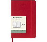 Moleskine Weekly Planner, 2026 Weekly Agenda 12 Months With Space For Notes, With Soft Cover and Elastic Closure, Pocket Size 9x14, Red Color
