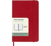 Moleskine Weekly Planner 2027, Hard Cover 12 Month Diary with Space for Notes and Elastic Closure, Pocket Size 9x14 Cm, Scarlet Red