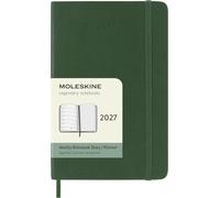 Moleskine Weekly Planner 2027, Soft Cover 12 Month Vertical Diary with Space for Notes and Elastic Closure, Pocket Size 9x14 Cm, Myrtle Green