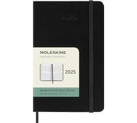 Moleskine Weekly Planner, Vertical 12-Month 2025 Agenda, HardCover and Elastic Closure, Black Color, Pocket Format 9 x14 cm