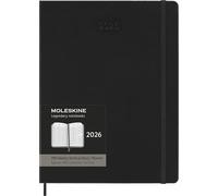 Moleskine Weekly Planner, Vertical Pro Weekly Agenda 12 Months 2025, Hard Cover and Elastic Closure, Black Color, Extra Large Size 19x25 cm