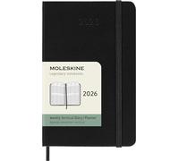 Moleskine Weekly Planner, Vertical Weekly Agenda 2026 12 Months, Hard Cover and Elastic Closure, Black Color, Pocket Size 9x14 cm