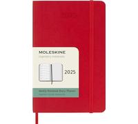 Moleskine Weekly Planner, Weekly Agenda with Space for Notes 12 Months 2025, Soft Cover and Elastic Closure, Scarlet Red Color, Pocket Format 9x14 cm