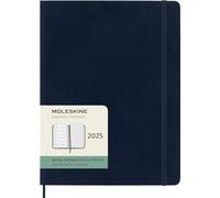 Moleskine Weekly Planner, Weekly Agenda with Space for Notes 12 Months 2025, Soft Cover and Elastic Closure, Sapphire Blue Color, Extra Large Format 19x25 cm
