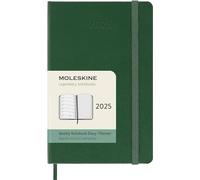 Moleskine Weekly Planner, Weekly Agenda with Space for Notes 2025, Hard Cover and Elastic Closure, Myrtle Green Color, Pocket Format 9x14 cm
