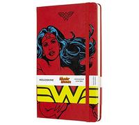 Moleskine Wonder Woman Limited Edition Notebook, Hard Cover Notebook, Elastic Closure and Lined Pages, Red Colour, Large Size 13 x 21 cm, 240 Pages