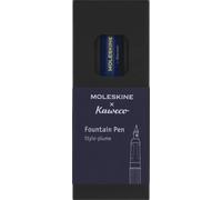 Moleskine x Kaweco Fountain Pen in ABS plastic with Gold-Plated Size M Nib for Writers, Note-Takers, Blue Ink Cartridge Included, Color Blue