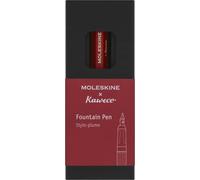 Moleskine x Kaweco, Penna Stilografica in Plastica ABS con Pennino Misura M Placcato in Oro, per Scrivere e Prendere Appunti, Cartuccia d'Inchiostro Blu Inclusa, Colore Rosso