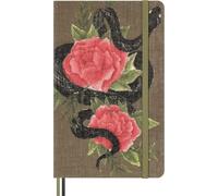 Moleskine Year Of The Snake Notebook, Ruled Notebook With Hard Canvas Cover And Elastic Closure, Year Of The Snake Collection, Flower Design, Large Size 13 x 21 cm