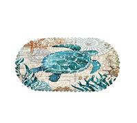 MOLFUJ Non Slip Sea Turtle Bathtub Mat with Suction Cups, Oval Pebble Shower Mat for Baby Tub,Safety Vinyl Anti-Skid Decoration Bath Mat, Coastal Ocean Beach Nautical Themed Decor Bathroom Accessories