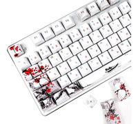 MOLGRIA Plum Blossom Keycaps Mechanical Gaming Keyboards, Custom PBT OEM Profile Key caps Japanese Style with Keycap Puller for Cherry MX 104/87/71/61 60 Percent Keyboard (Plum Blossom 110 JP)