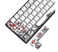 MOLGRIA Plum Blossoms Keycaps 80 Set, PBT Cherry Profile Key Caps for 60/75 Percent Cherry MX Switch Mechanical Gaming Keyboard ANSI/ISO French AZERTY Layout