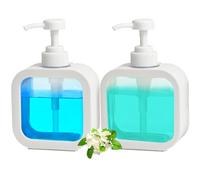 MOLHEM 2-Pack 17oz (300ml) Refillable Soap Dispenser Set - Clear Removable Bottle for Easy Refill, Pump for Shampoo, Conditioner, Hand Soap - Bathroom, Kitchen, Laundry