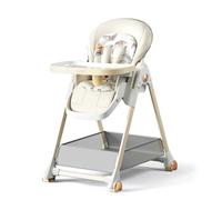 MoLi Baby High Chair Multifunctional Toddler Feeding Dining Chair with 3 Reclining Positions and 6 Adjustable Heights Convertible Foldable with Removable Double Trays and Wheels (808 White)