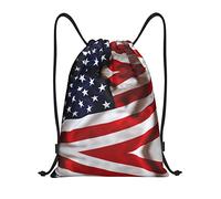 MOLIAE American Flag Print Drawstring Bags Bulk, Sacks Bags, String Bags - Perfect for Gym, Sports and Travel, American Flag, S