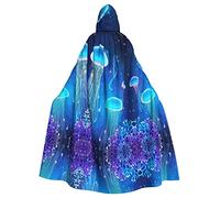 MOLIAE Underwater Jellyfish printed Unisex Adults Long Hooded Cloak Cape for Halloween carnival Cosplay Costumes,witch costume