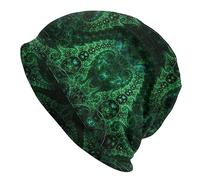 MOLIAN Fractal Antenna Cute Green Beanies Thin Bonnet Cap Casual Skull Cap for Jogging Cycling, Fractal Antenna Cute Green, One size