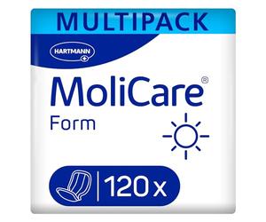 MoliCare Form Day - Large Shaped Incontinence Pads for Women and Men with Moderate Urine and Bowel Incontinence, 4 Packs of 30 (120 Pieces)