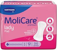 MoliCare Lady Pad 1 Drop Ultra Discreet Pads for Women Fragrance-Free, Thin & Flexible Pads for Light Incontinence, Odour-Neutralising, Pack of 12