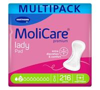 MoliCare Lady Pad 2 Drops Slim and Discreet Incontinence Pads for Women with Bladder Weakness, Odour Neutraliser, Leakage Protection, Advanced Skin Protection, 18 Packs of 12 Pads (216 Pieces)