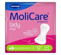 MoliCare Lady Pad 2 Drops Slim and Discreet Incontinence Pads for Women with Bladder Weakness, Odour Neutraliser, Leakage Protection, Advanced Skin Protection, 12 Pieces