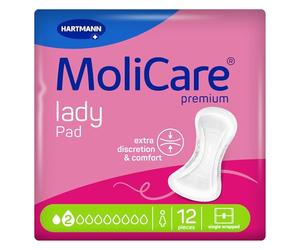 MoliCare Lady Pad 2 Drops Slim and Discreet Incontinence Pads for Women with Bladder Weakness, Odour Neutraliser, Leakage Protection, Advanced Skin Protection, 12 Pieces