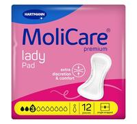 MoliCare Lady Pad 3 Drops Discreet Incontinence Pads for Women with Bladder Weakness, Odour Neutraliser, Leakage Protection, Advanced Skin Protection, 12 Pads
