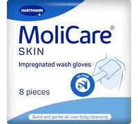 MoliCare Moist Wash Gloves, Moist washcloths | 8 Pack | Water-free bathing, head-to-toe body wash, alternative to bath or shower, use cool or heated