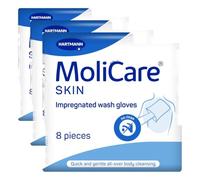 MoliCare Moist Wash Gloves - Pre-Moistened Washcloths for Head to Toe Body Wash, Use Cool or Heated (Pack of 3)