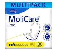 MoliCare Pad 3 Drops | Discreet Incontinence Pads for Light Bladder Weakness | Absorbs up to 499ml | 6 Packs of 30 Pads (180 Pieces)