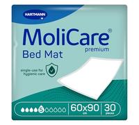MoliCare Premium Bed Mat, 5 Drops, Incontinence Bed Pad, 60x90cm | 30 bed mats, reliable mattress protector, waterproof backsheet, soft & comfortable topsheet